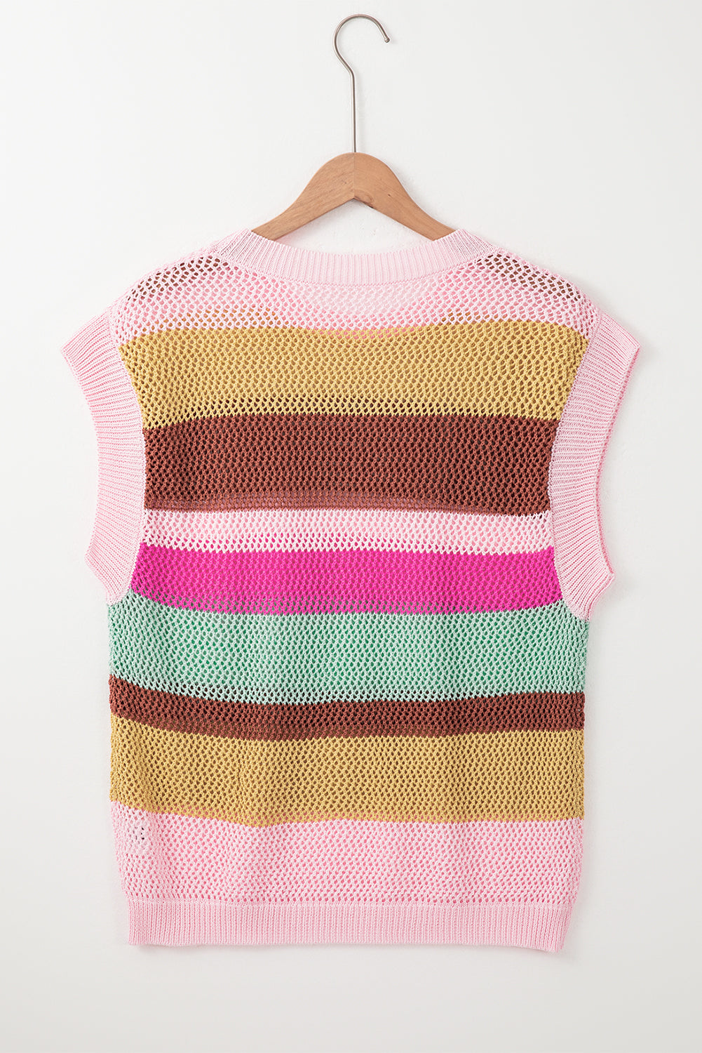 Rosa streifen häkeln cap sleeve lose fit pullover t shirt