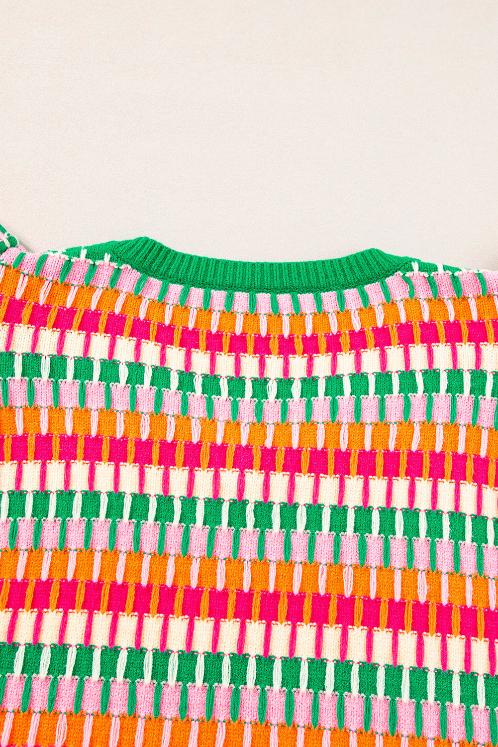 Grünes multi flatterärmel-strickpullover-top