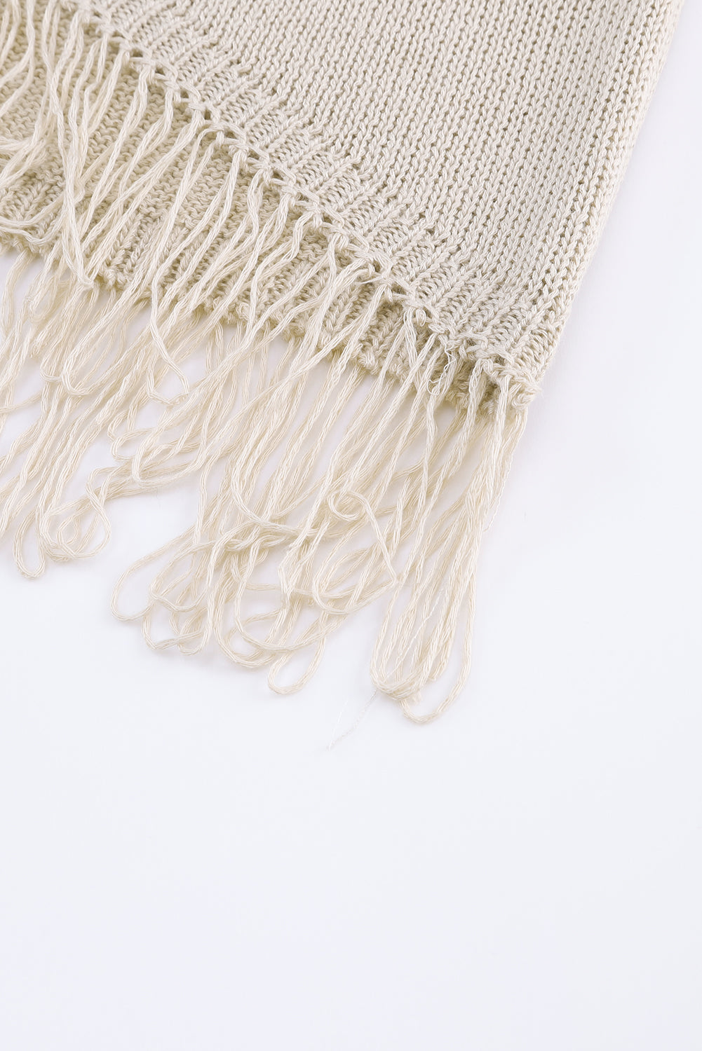 Khaki leichter strickpullover mit fransensaum