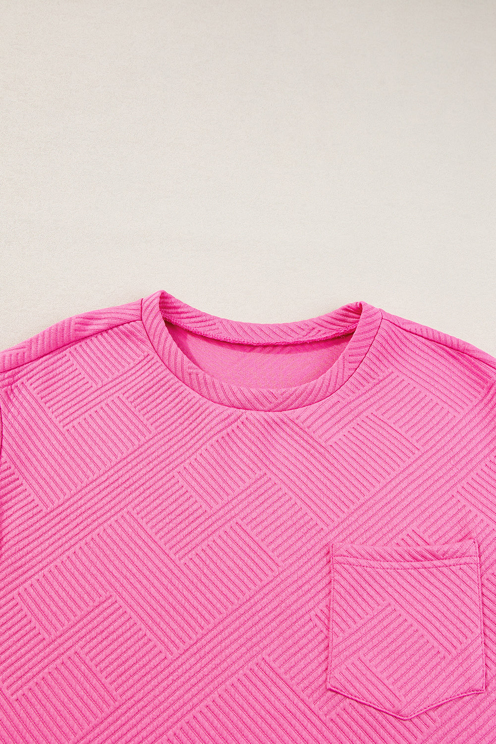 Sachet rosa strukturierte Kappe Ärmel t Shirt Kleid