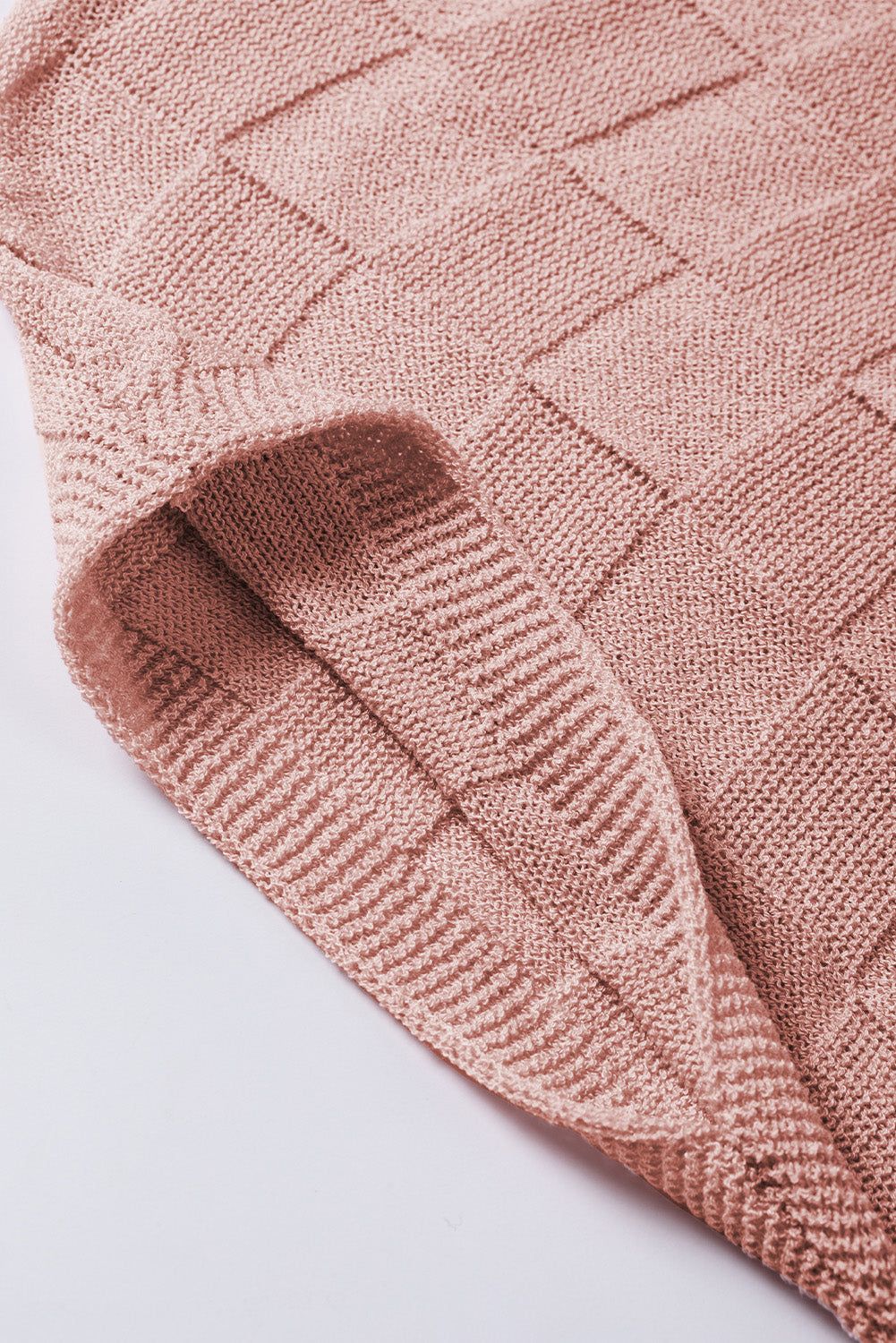 Kurzarmpullover mit gitterstruktur in staubigem rosa