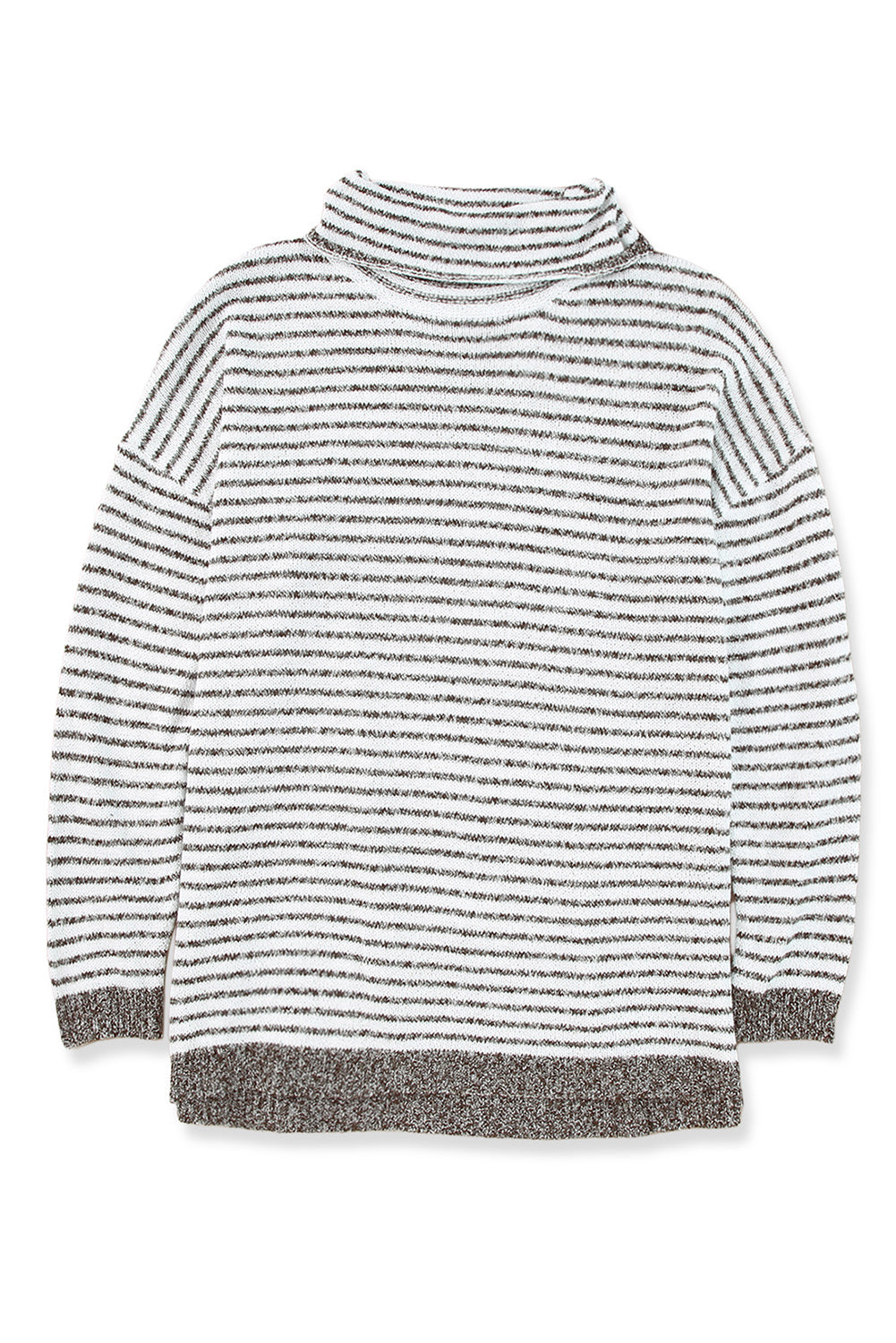Khaki gestreifter rollkragenpullover lose pullover