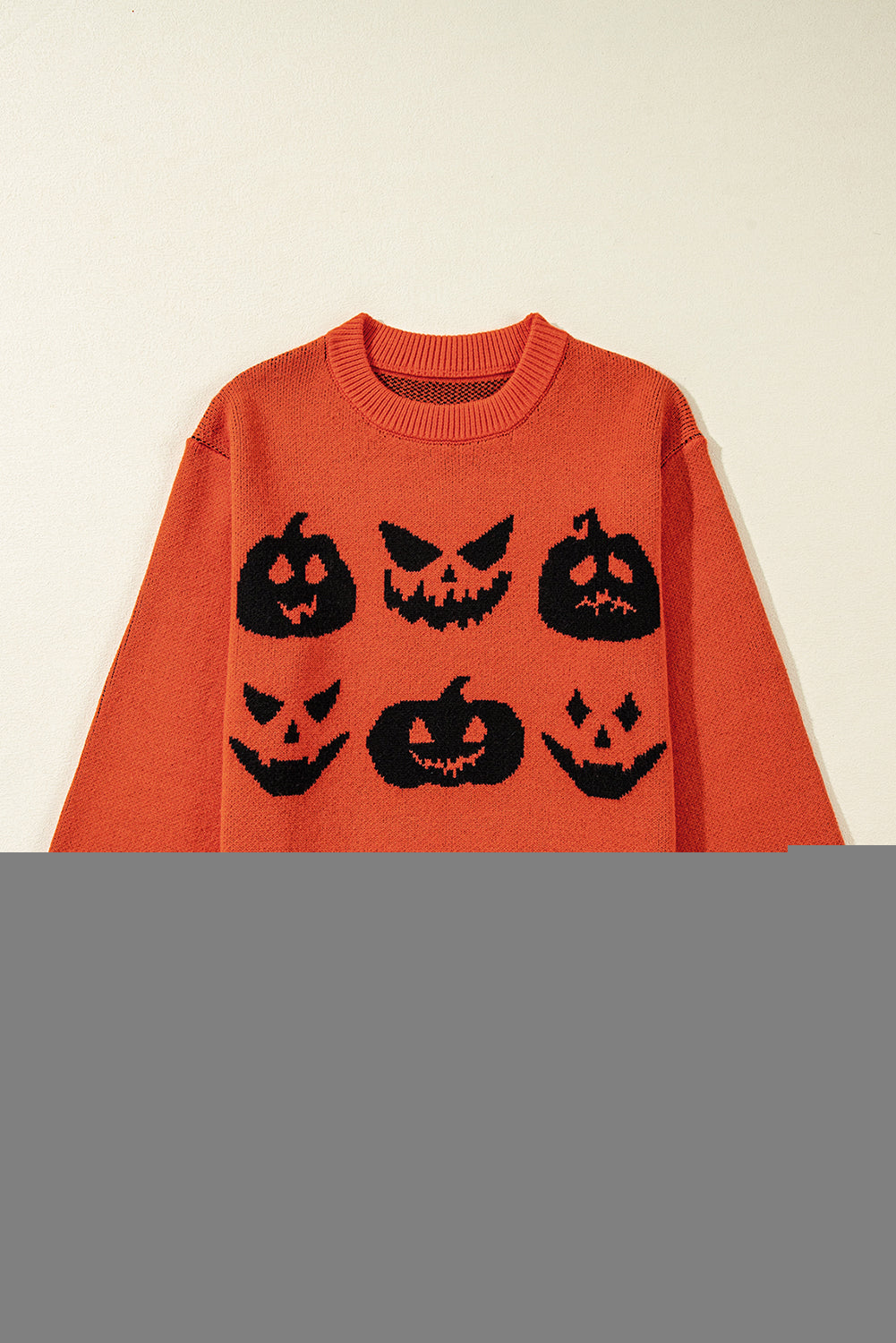 Orange halloween kürbis gesicht muster drop shoulder pullover