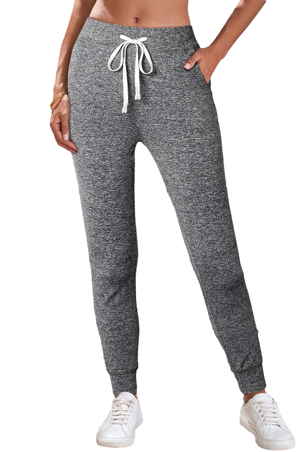 Graue jogginghose mit kordelzug an der taille