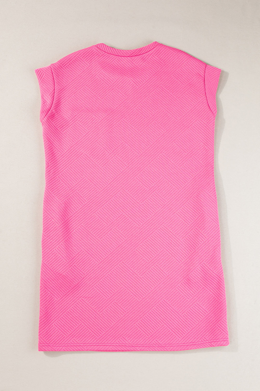 Sachet rosa strukturierte Kappe Ärmel t Shirt Kleid