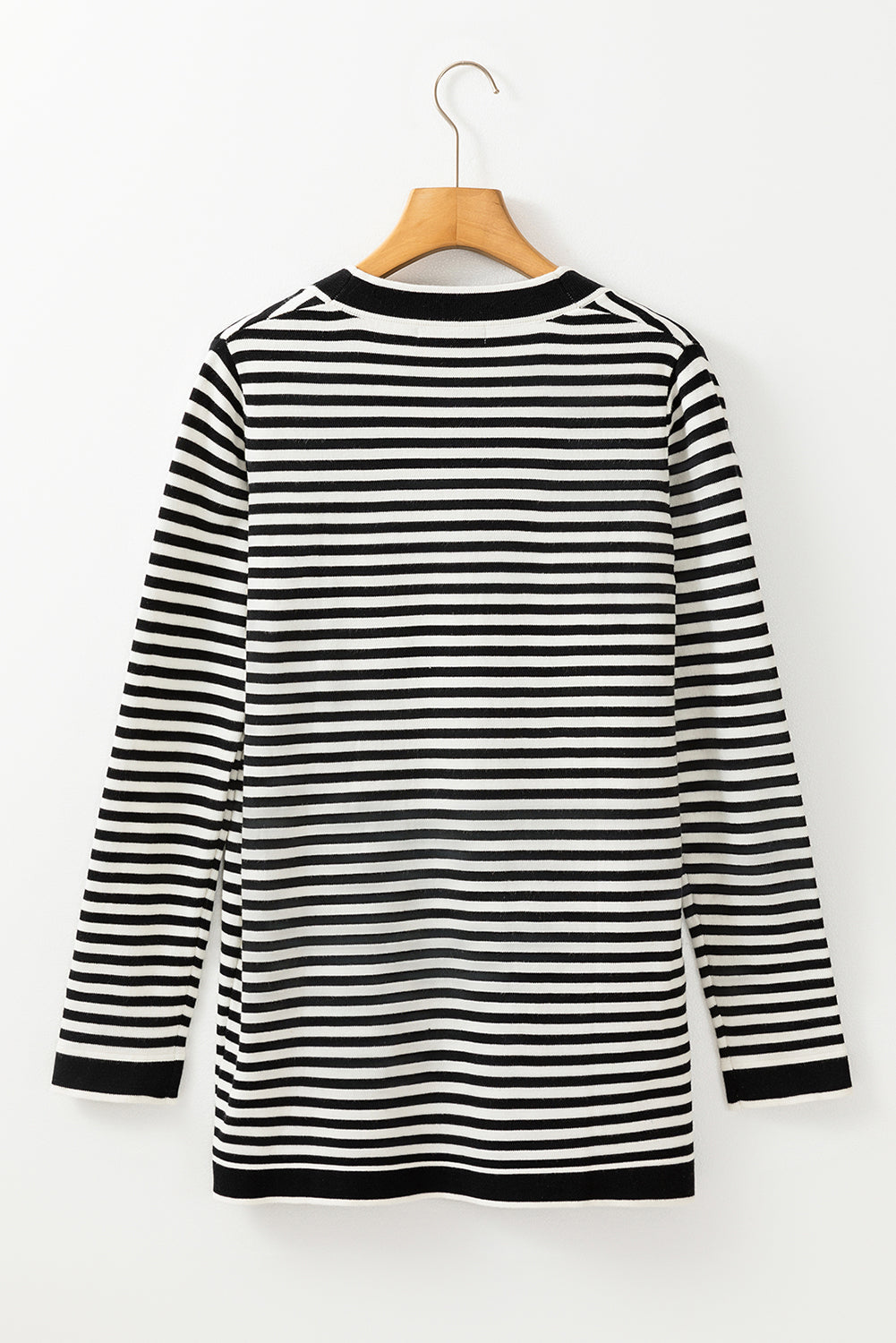 Schwarz gestreifte langarm-tunika-strickjacke