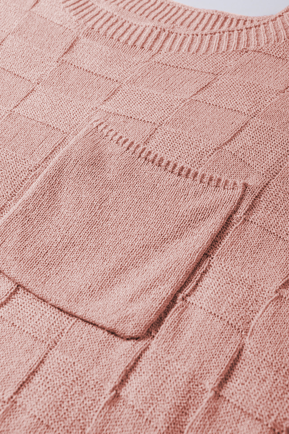Kurzarmpullover mit gitterstruktur in staubigem rosa