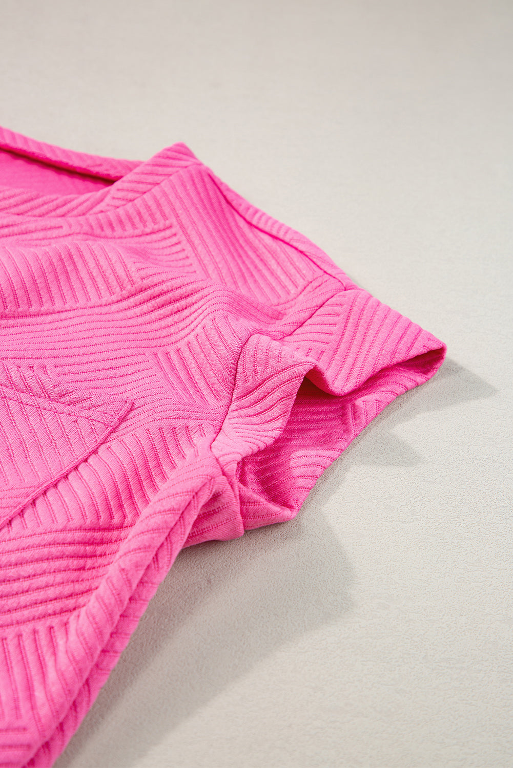 Sachet rosa strukturierte Kappe Ärmel t Shirt Kleid