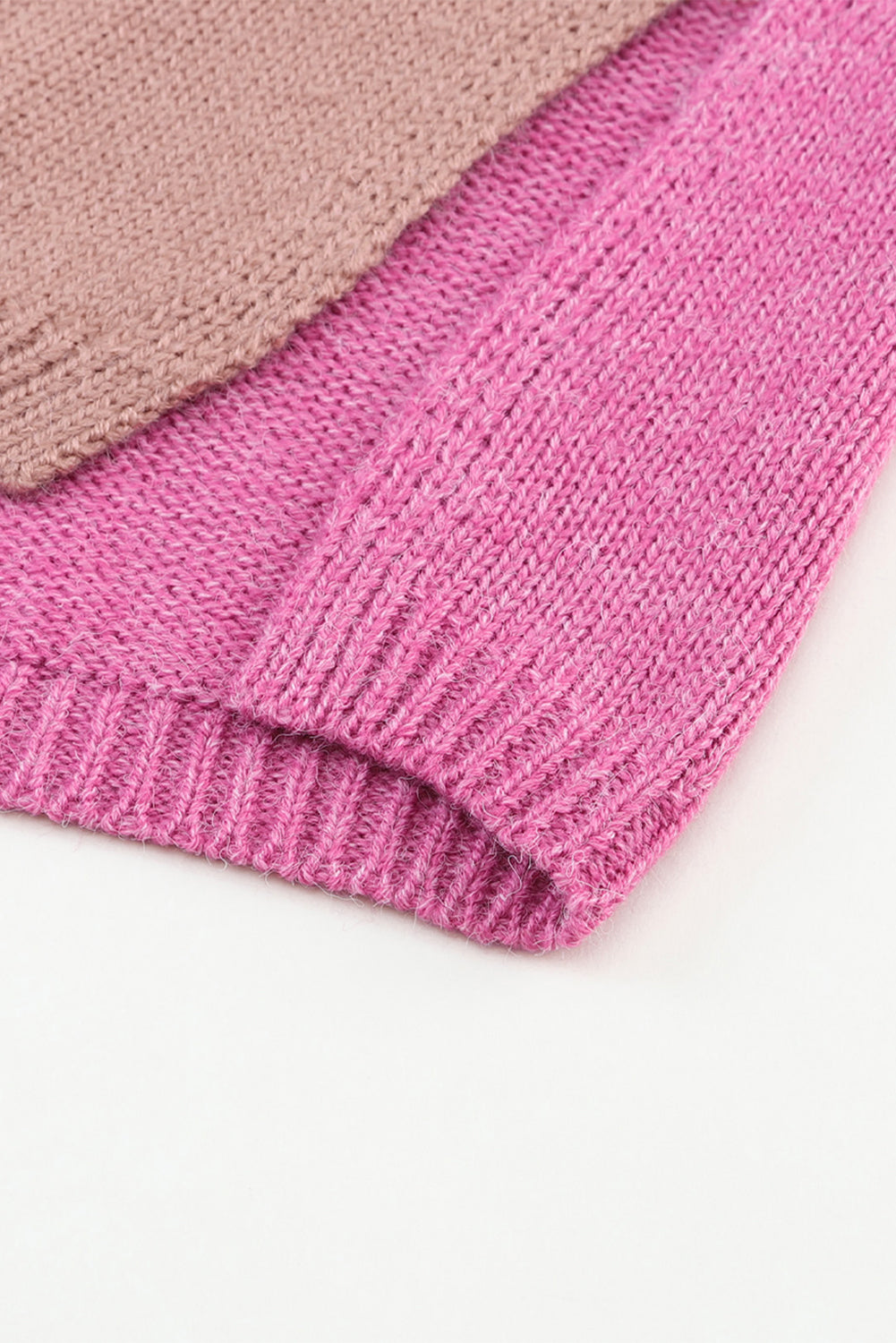 Khaki farbe block schildkröte hals drop shoulder strickpullover