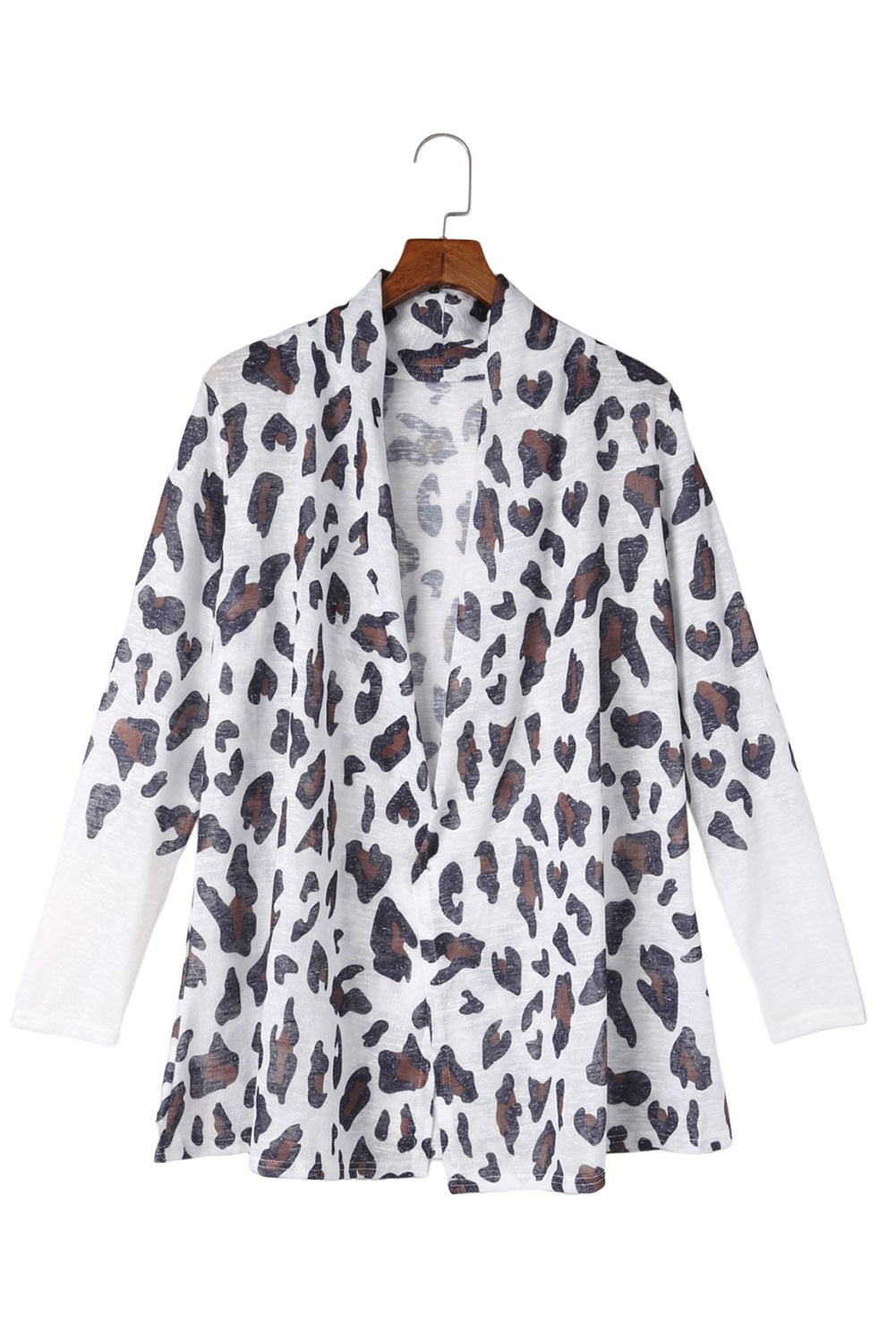 Weiße vintage leopard print offene strickjacke