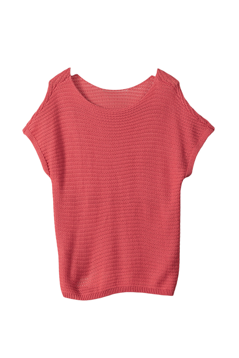Red clay solid locker gestrickter pullover mit kurzen dolman-ärmeln