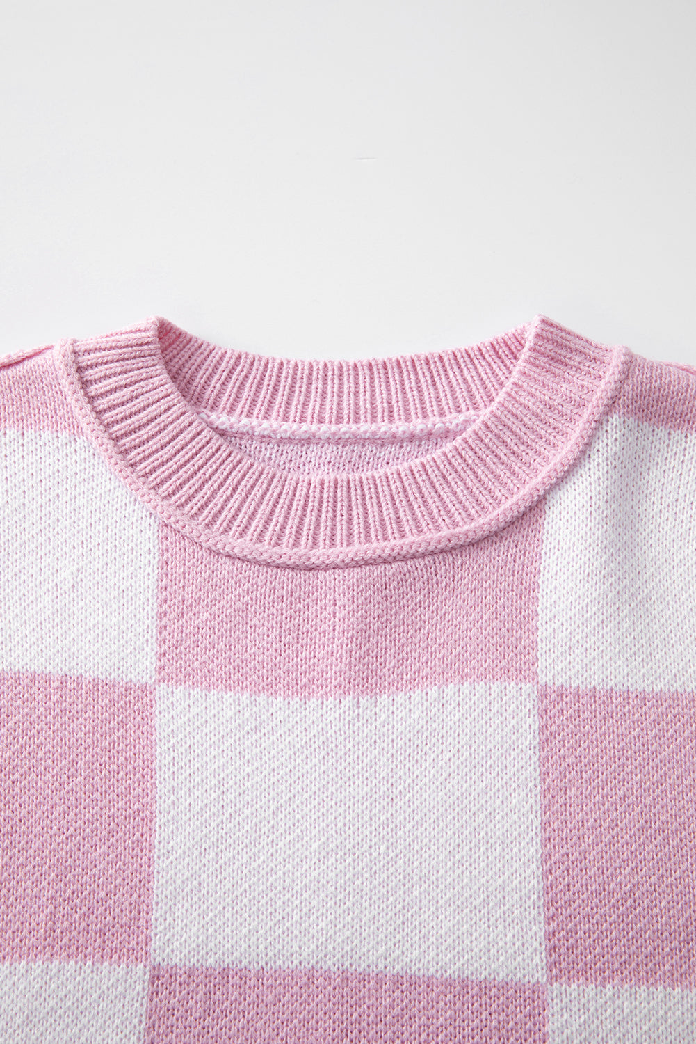 Rosa karierter pullover mit läuferärmeln