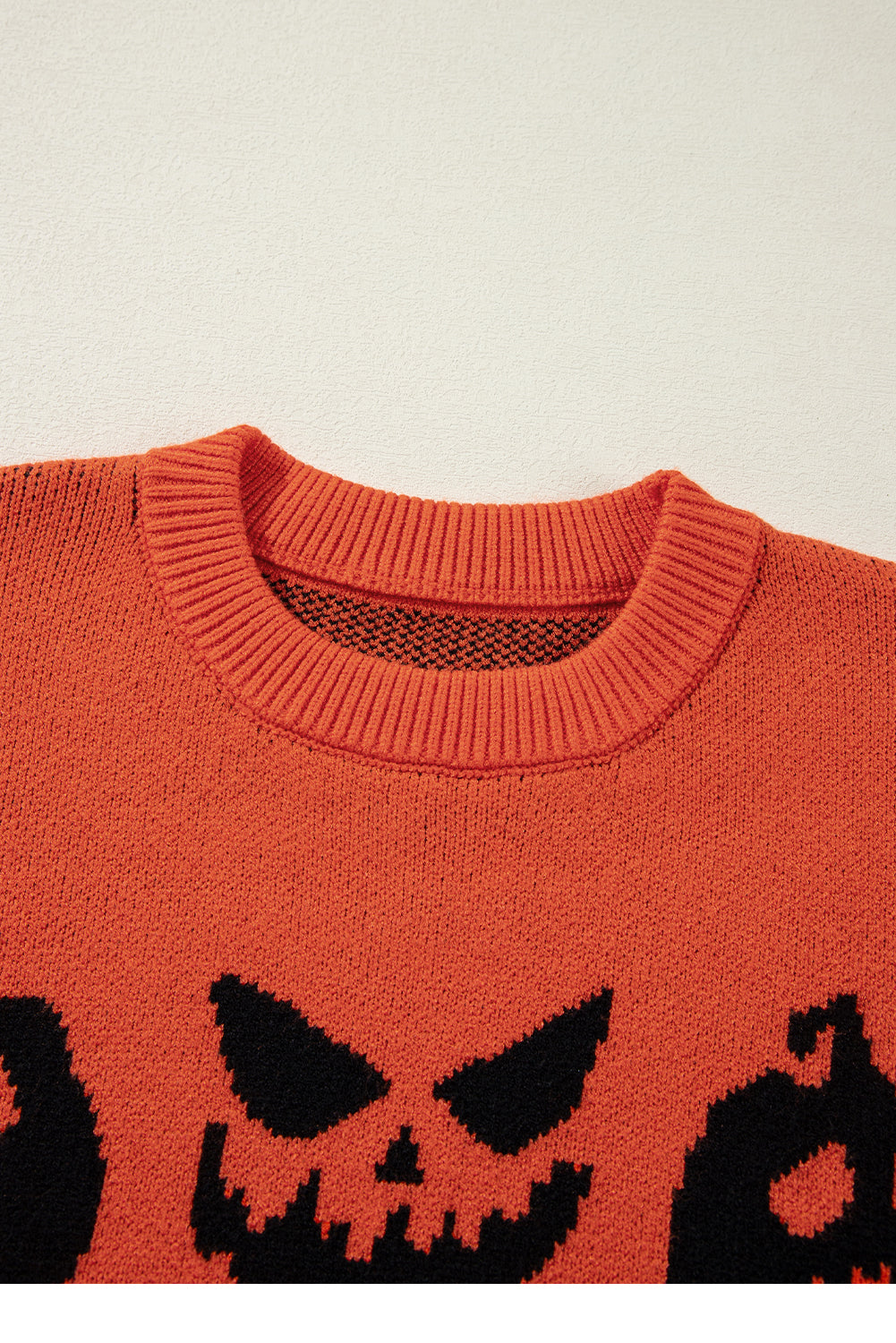 Orange halloween kürbis gesicht muster drop shoulder pullover