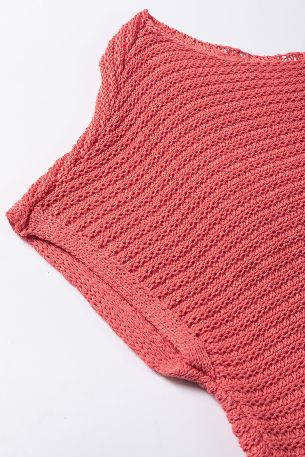 Red clay solid locker gestrickter pullover mit kurzen dolman-ärmeln