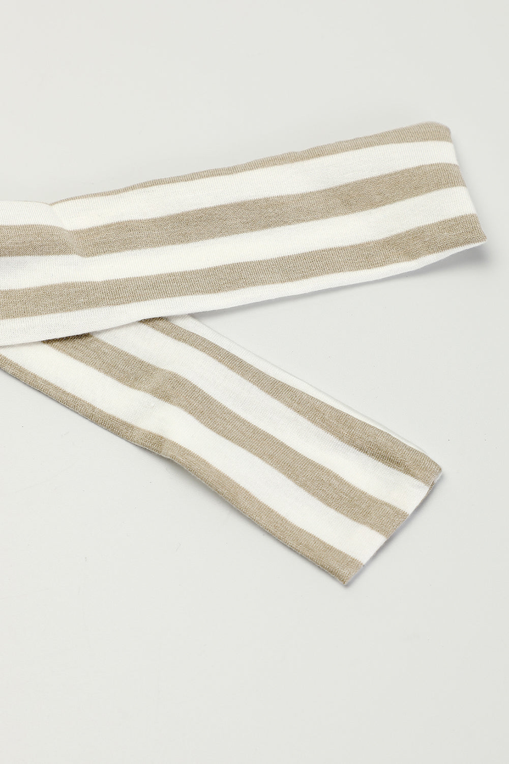 Kaki gestreepte korte-arm t-shirt jurk met riem en gehulde zoom