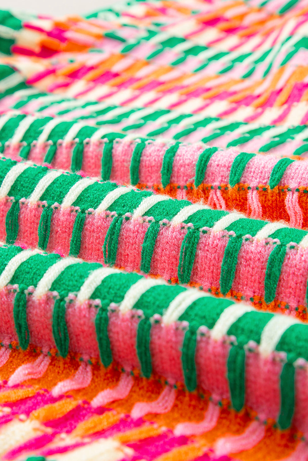 Grünes multi flatterärmel-strickpullover-top