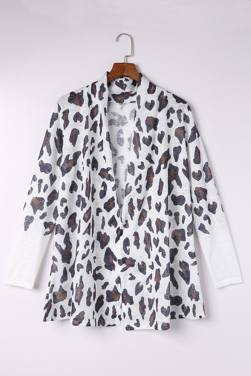 Weiße vintage leopard print offene strickjacke