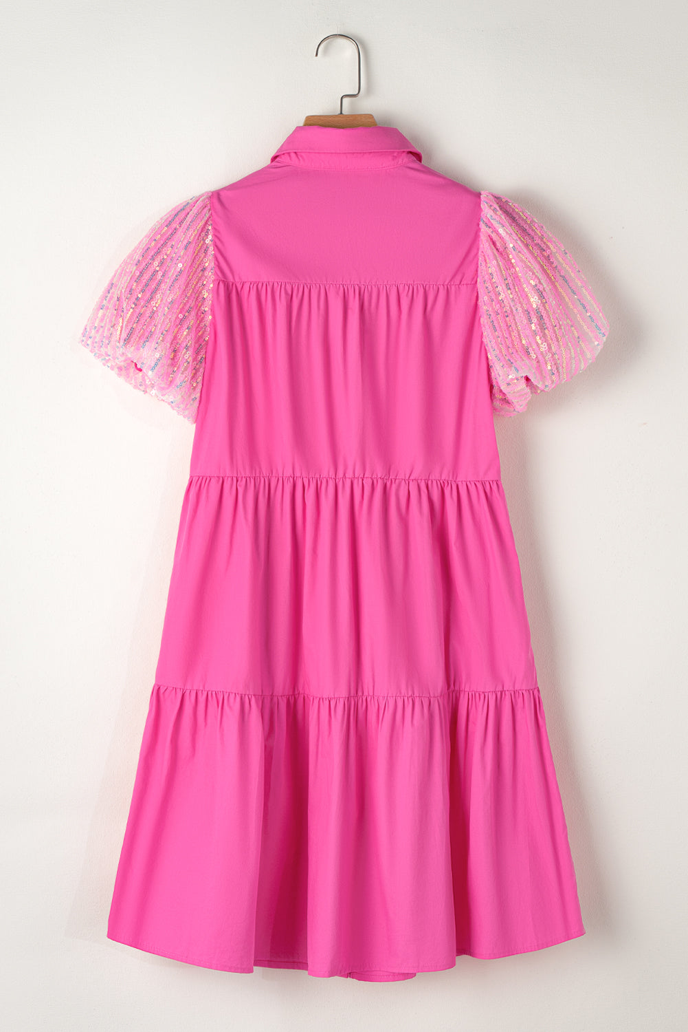 Bonbon -pailletten -Bewaar shirt Blouse -jurk met verzamelde mouwen