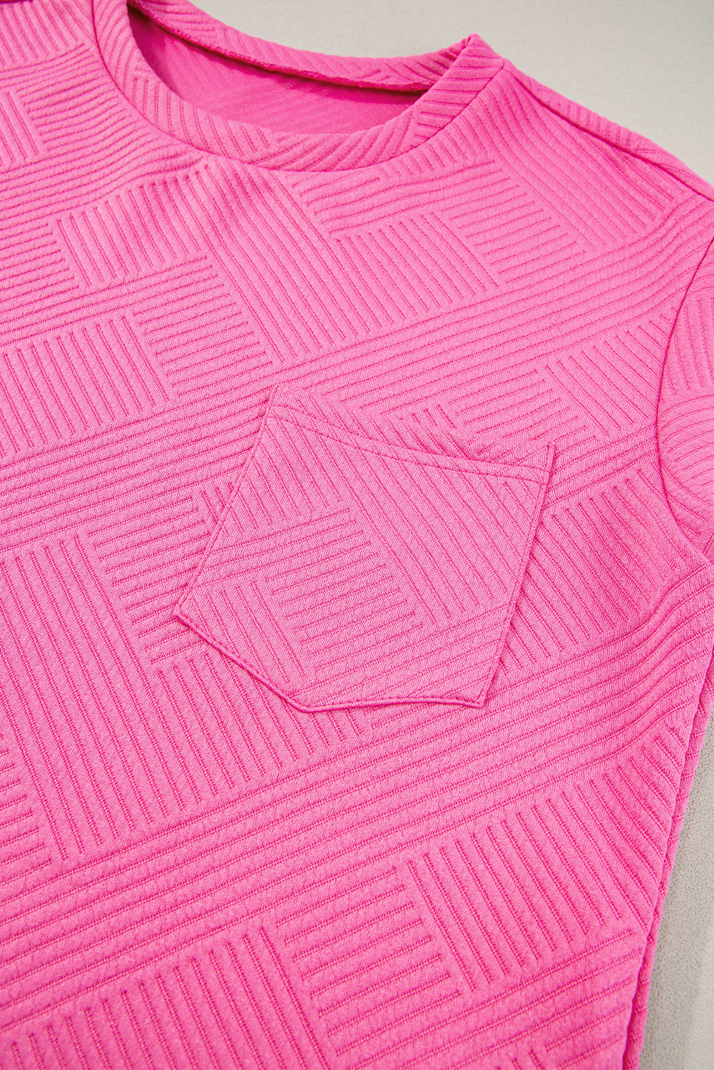 Sachet rosa strukturierte Kappe Ärmel t Shirt Kleid