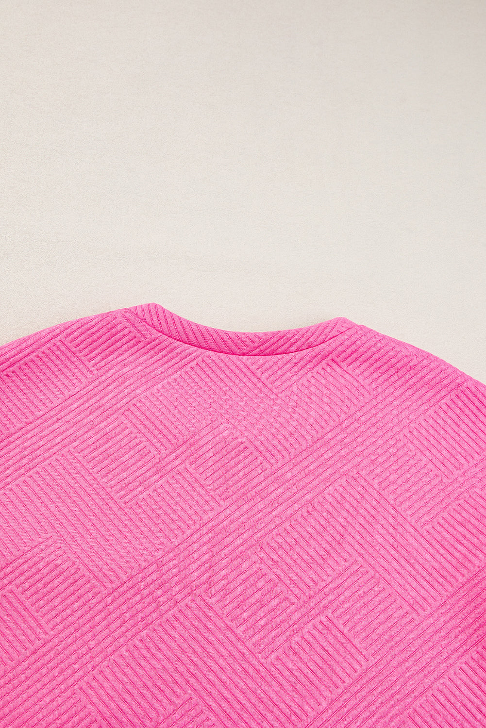 Sachet rosa strukturierte Kappe Ärmel t Shirt Kleid