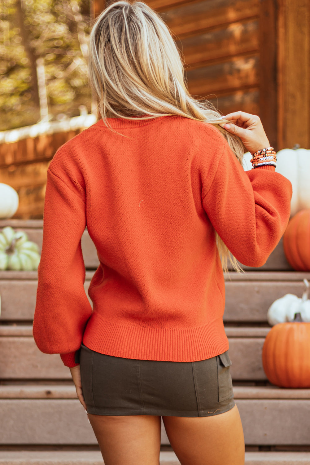 Orange halloween kürbis gesicht muster drop shoulder pullover