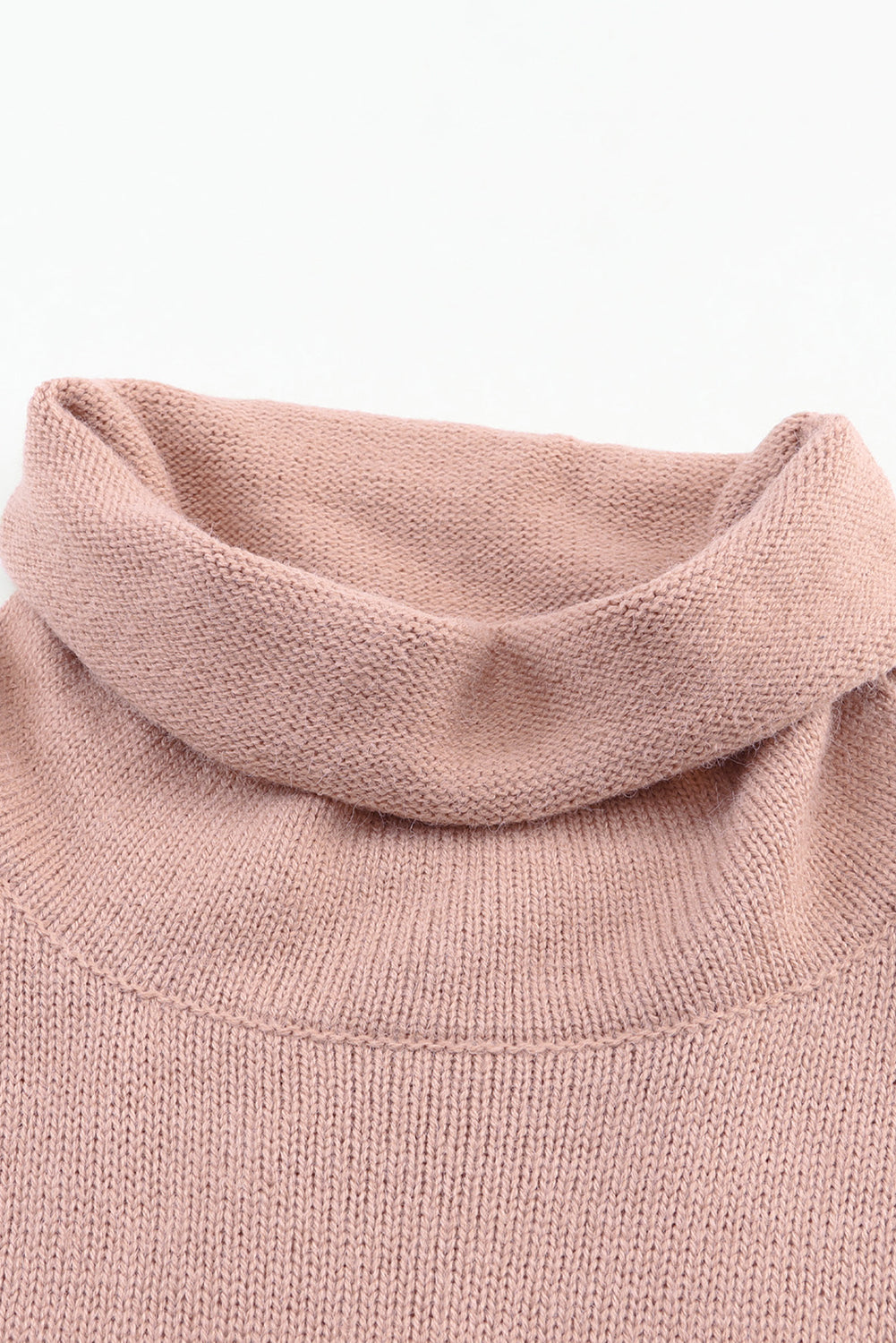 Khaki farbe block schildkröte hals drop shoulder strickpullover