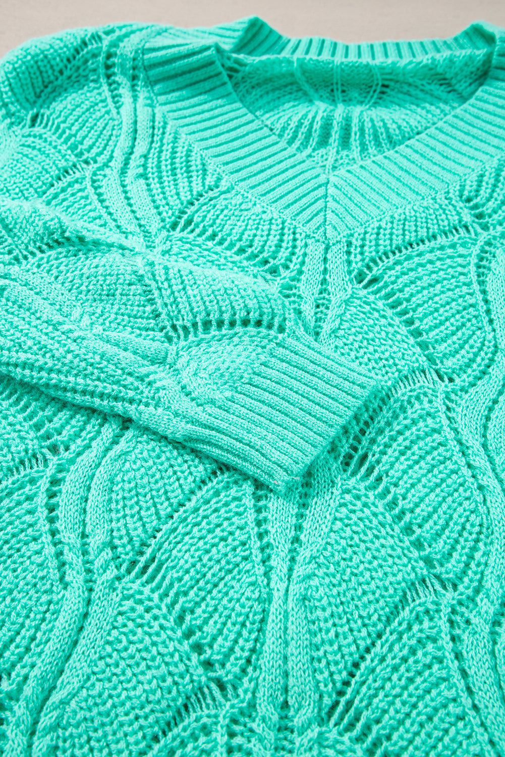 Mint Green Breat-trui met een holle V-hals en drop-schouder