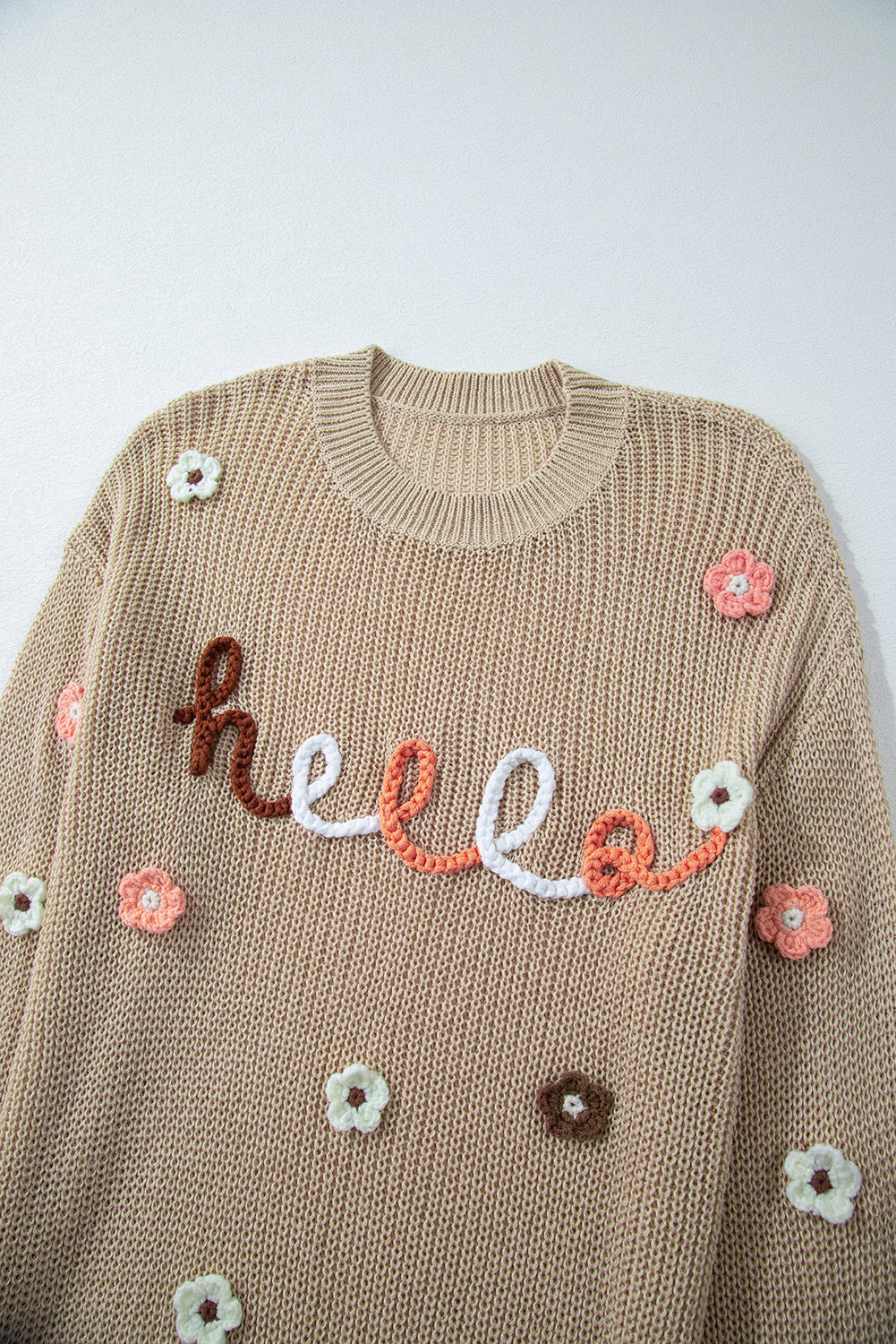 Pergament hello floral bestickter strickpullover