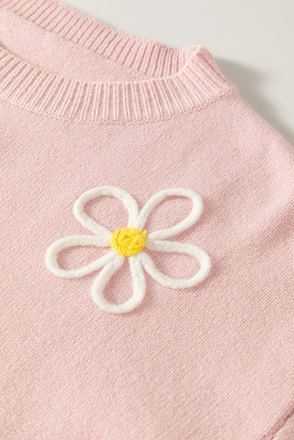 Rosa Chenille Daisy Stitching Circular Halsline Sweater