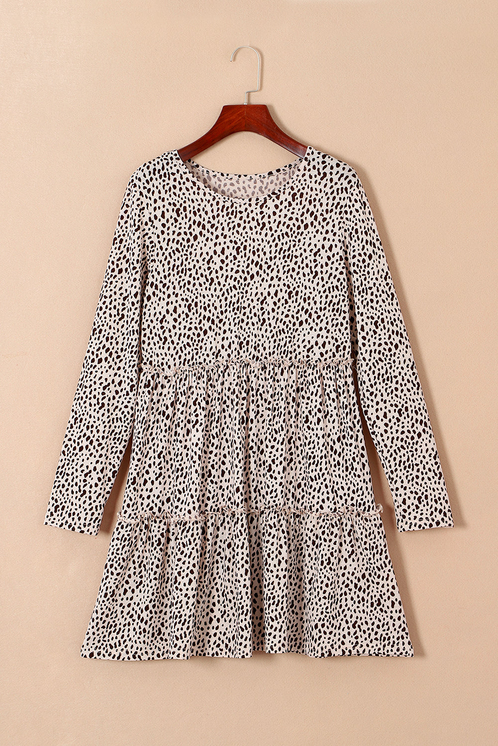 Langärmeliges kleid mit leoparden-tiermuster