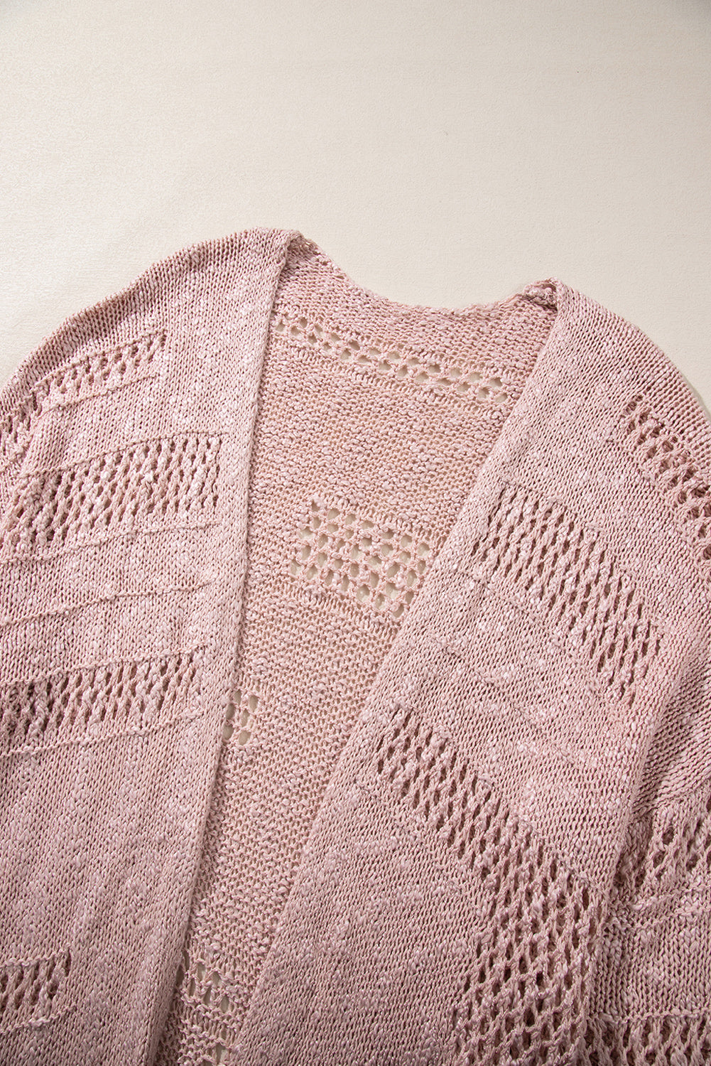 Pink Casual Cardigan met Dolman -mouwen en gatpatronen