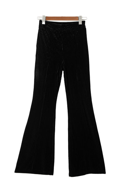 Schwarze einfarbige cordhose mit hoher taille