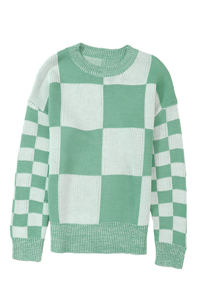 Mint Green Sweater met een stijlen en schoudertassen