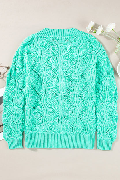 Mint Green Breat-trui met een holle V-hals en drop-schouder