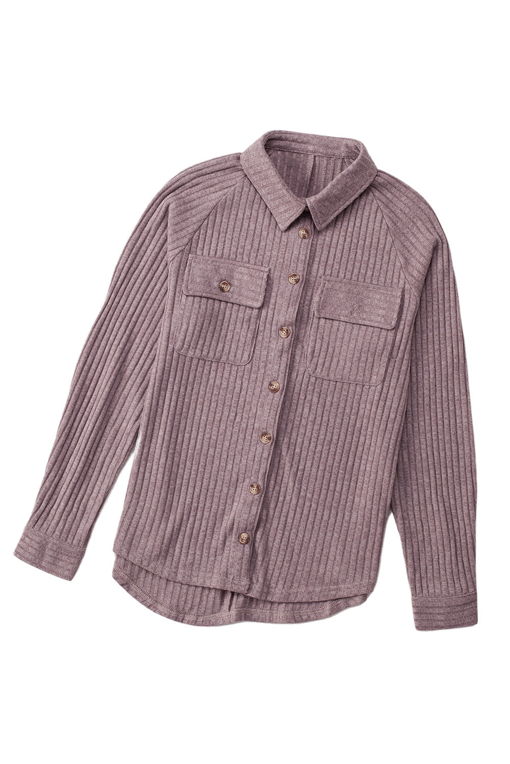 Paarse knop Placket met een deken Pocket Rib Cardigan