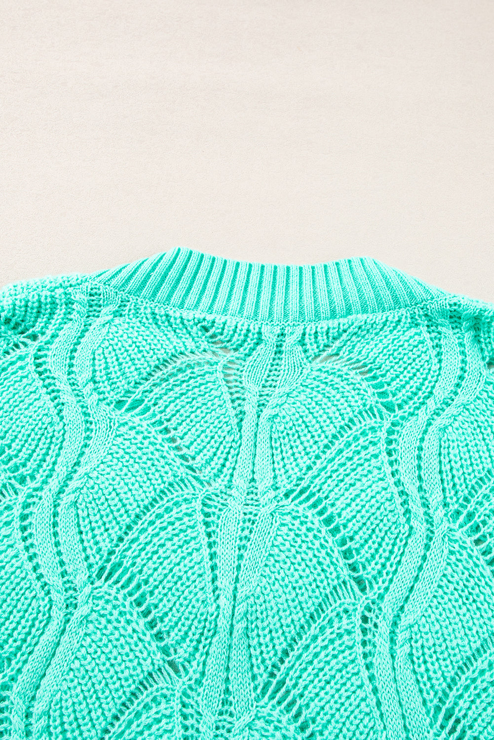 Mint Green Breat-trui met een holle V-hals en drop-schouder