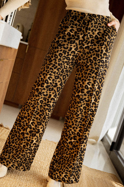 Weite hose mit leoparden-tiermuster