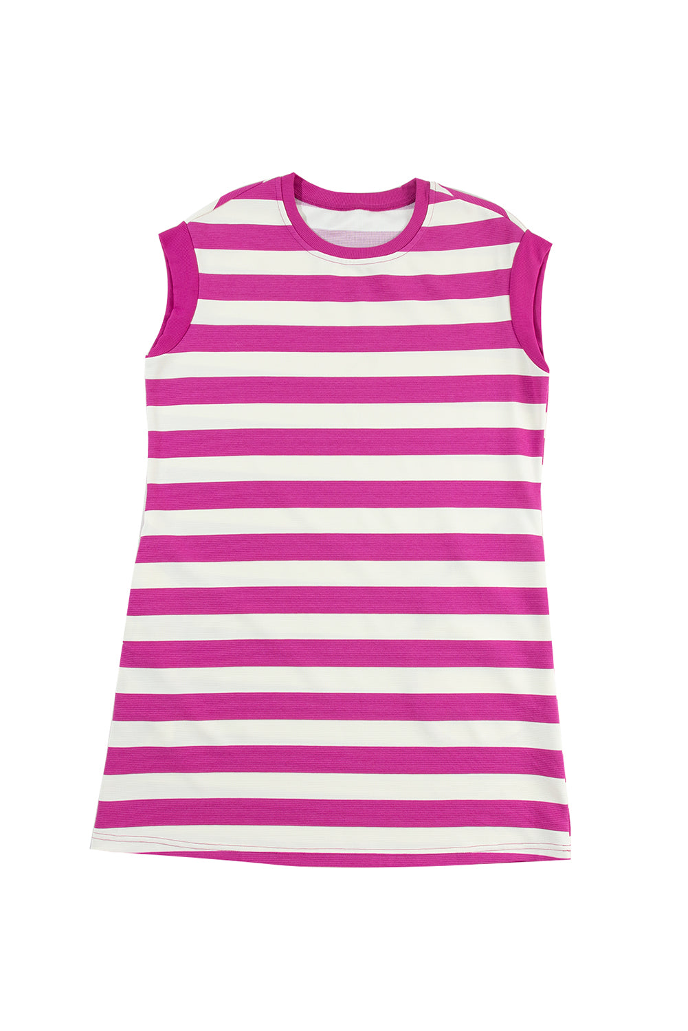 Roze gestreepte shift-t-shirt jurk met mouwen en tassen