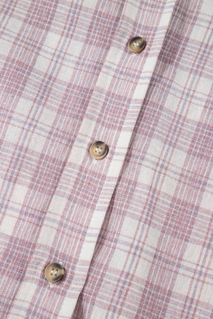 Bonbon plaid druck kordelzug mit kapuze button-up plus größe shirt