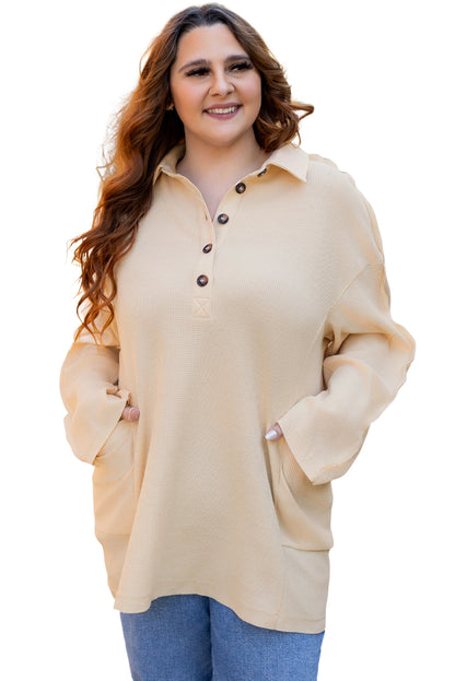 Jet stream plus size thermische waffelstrick henley tunika top