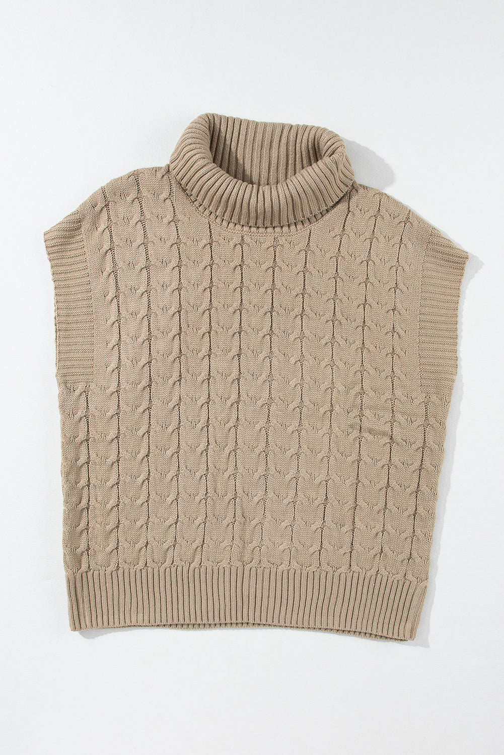 Light french beige cable knit rollkragenpullover mit fledermausärmeln