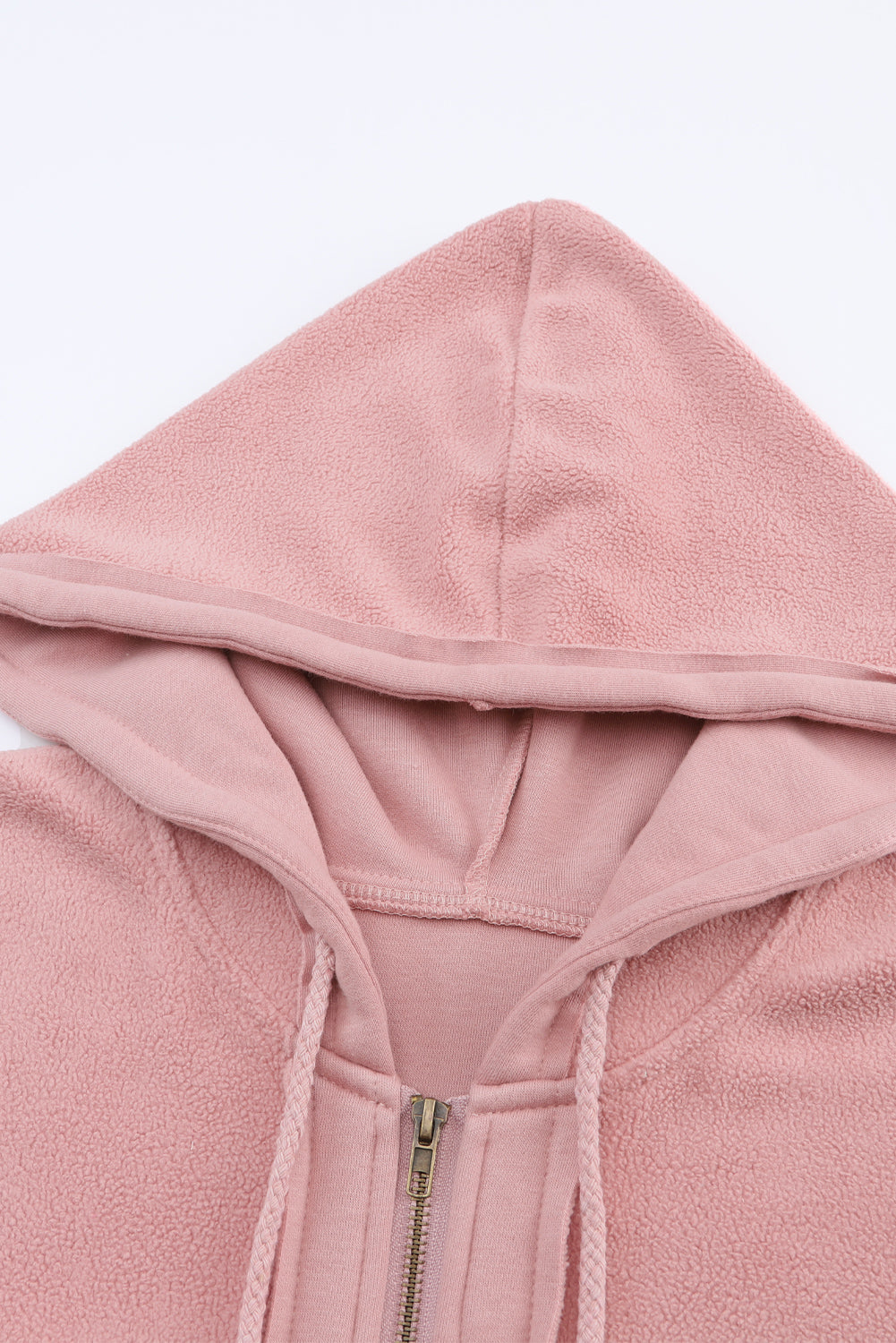 Rosa klappentasche mit kordelzug kapuze zip up jacke