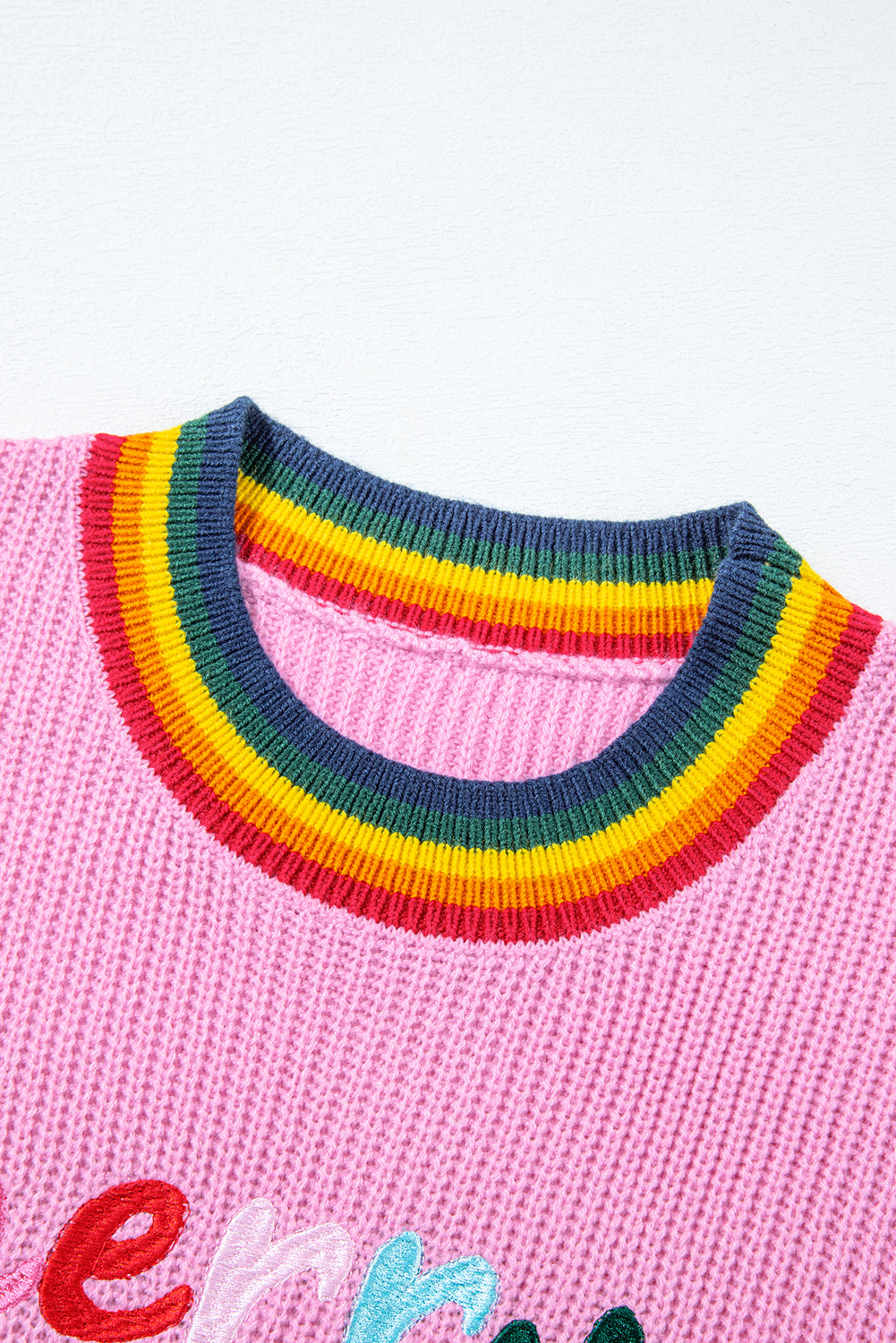 Bonbon merry & bright colorful stripes trim pullover