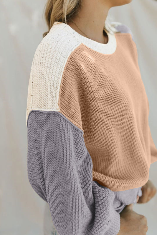 Mehrfarbiger patchwork-block-pullover in baggy-form