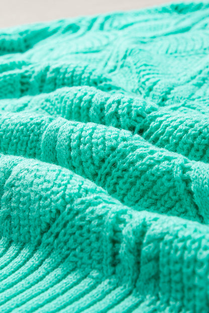 Mint Green Breat-trui met een holle V-hals en drop-schouder