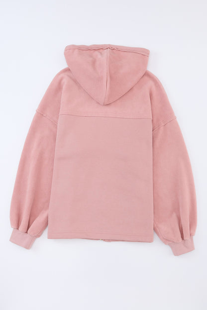 Rosa klappentasche mit kordelzug kapuze zip up jacke