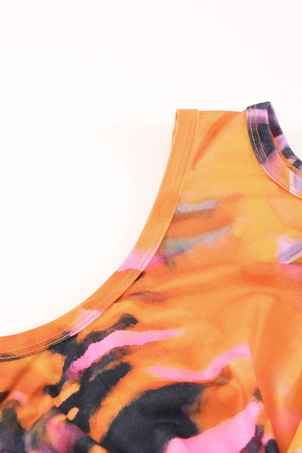 Multi-colour tie-dye print holle out Twist bodycon mini-jurk