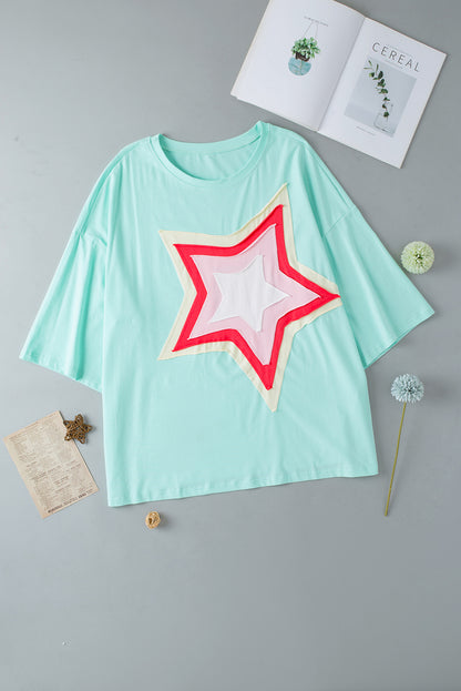 Mondlicht jade colorblock star patch plus größe tunika