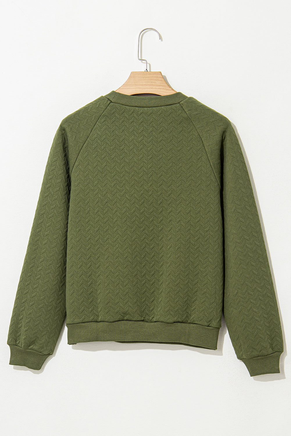 Jungle Green Solid Structured Raglan Sleeve Sweater Sweatshirt