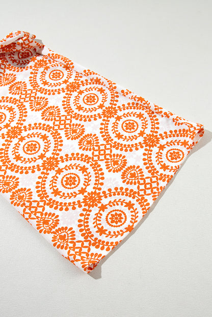 Orange boho retro blumen print weite hosenbeine